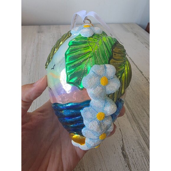 Hawaii cruise boat glass glitter ornament remember palm tree flowers unique Xmas - Picture 7 of 11